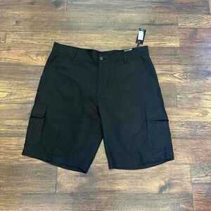 Burnside Black Cargo Shorts with Flap Pockets